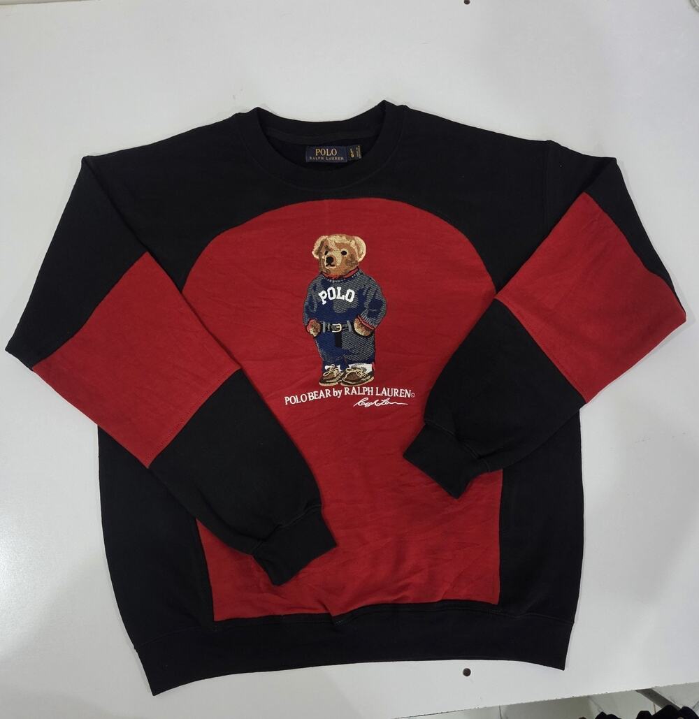 Vintage Polo Reworked Sweatshirt – Unique Upcycled Panelled Jumper – Size L